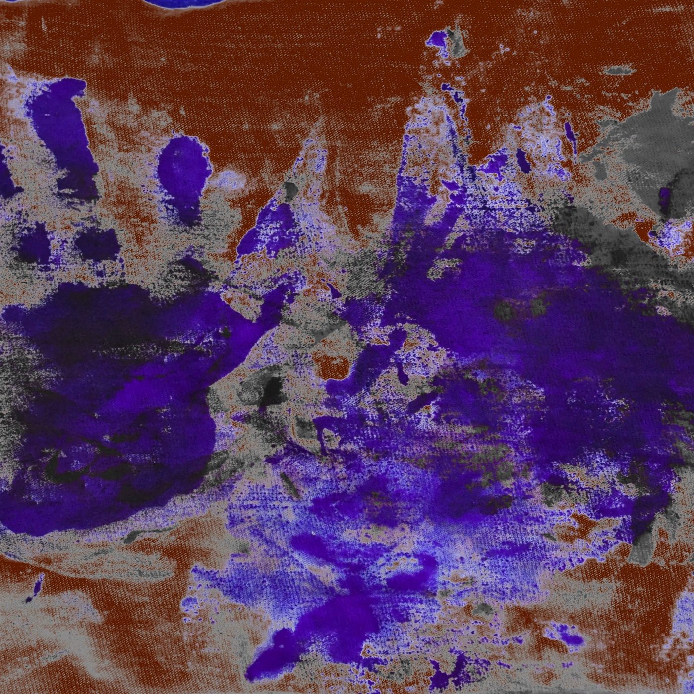 Trust Fund cover: deep purple smears and handprints over rust-orange and grey texture.